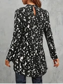 Kadın Uzun Kollu Yarı Balıkçı Yaka Desenli Dokuma Bluz - 5