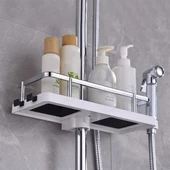 By Nevser® Banyo Direğine Asılabilir Köşelik Şampuanlık Sabunluk Çift Askılı Düzenleyici Raf Paslanmaz thumbnail 3