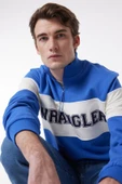 Wrangler Regular Fit Normal Kesim %100 Pamuk Içi Polarlı Dik Yaka Mavi Sweatshirt W232526400M - 2