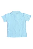 Mavi Kısa Kol Düz Renk Yakalı 6-16 Yaş Çocuk Okul Lakos Tişört Polo Yaka T-shirt - 2