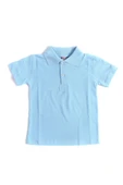 Mavi Kısa Kol Düz Renk Yakalı 6-16 Yaş Çocuk Okul Lakos Tişört Polo Yaka T-shirt - 1