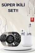 Akıllı Saat ve Kulaklık Seti Dokunmatik Ekran 5.0 Bluetooth Bağlantılı Sesli Görüşme - 1