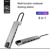Alfais 4681 Type C To Hdmi Usb 3.0 Sd MicroSD 8in1 Kart Rj45 Ethernet Çevirici Dönüştürücü Adaptör - 3