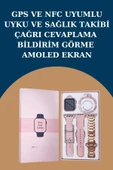 Kadınlar İçin 3 Kordonlu Akıllı Saat ve Dijital Göstergeli Powerbankli Bluetooth Kulaklık Dokunmatik Kontrol - 4
