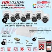 Hikvision Sesli Smart Hybrid Light 8 Adet Dome 2 Mp Güvenlik Kamera Seti - 1