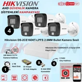 Hikvision Sesli Smart Hybrid Light AHD 4 Adet Bullet Kamera 2 Mp Güvenlik Kamera Seti - 1