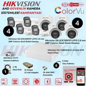 Hikvision Sesli Smart Hybrid Light AHD 4 Adet Bullet 4 Adet Dome 2 Mp Güvenlik Kamera Seti - 1