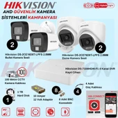 Hikvision Sesli Smart Hybrid Light AHD 2 Adet Dome 2 Adet Bullet Kamera 2 Mp Güvenlik Kamera Seti - 1