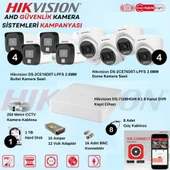 Hikvision Sesli Smart Hybrid Light AHD 4 Adet Bullet 4 Adet Dome Kamera 2 Mp Güvenlik Kamera Seti - 1
