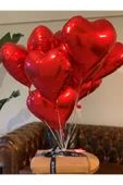 Kalp Balon Kırmızı Renk Kalp Balon Folyo Baskı 5 Adet 24 inç - 1