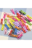 100 Adet Mini Mandal Minik Mandal Dekoratif Süsleme Renkli Mini Ahşap Mandal - 1
