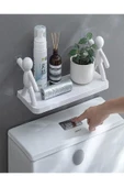 2 Adet Sevimli İnsan Motifli Banyo Mutfak Ofis Baharat Rafı Kendinden Yapışkanlı Çöp Adam Rafı - 4