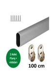 Oval Alüminyum 0-3m Dolap Içi Askı Borusu 2 Adet Plastik Flanş Ve Vidaları - 1