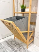 Bambu 3 Raflı Kirli Sepeti Çok Amaçlı Banyo Düzenleyici Organizer Raf - 5