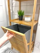 Bambu 3 Raflı Kirli Sepeti Çok Amaçlı Banyo Düzenleyici Organizer Raf - 4
