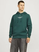 Jack Jones Erkek  Regular Fit Kanguru Cepli Yumuşak Dokulu Yeşil Kapüşonlu Sweatshirt  12216335Y thumbnail 2