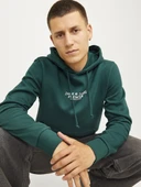 Jack Jones Erkek  Regular Fit Kanguru Cepli Yumuşak Dokulu Yeşil Kapüşonlu Sweatshirt  12216335Y thumbnail 7