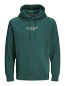 Jack Jones Erkek  Regular Fit Kanguru Cepli Yumuşak Dokulu Yeşil Kapüşonlu Sweatshirt  12216335Y thumbnail 1