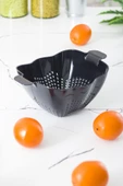 Akrilik Siyah Makarna Süzgeçi & Sebze Meyve Süzgeçi Siyah (32 * 23 Cm) - 3