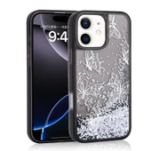 iPhone 12 Kılıf Sıvılı Simli Kelebek Baskılı Şeffaf Arka Yüzey Glis Silikon Kapak thumbnail 2