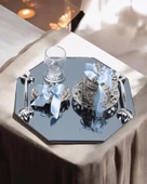 Affinity Nişan Kahve Tepsisi Gümüş  mavi - 1