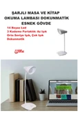 Şarj Edilebilir Dokunmatik Masa Lambası  Kitap Okuma Işığı Led Çalışma  Okuma 3 Modlu Kademe Işık - 5