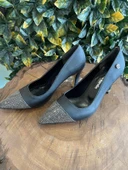 Pierre Cardin Önü ve Topuğu Taşlı Siyah Stiletto 52610 - 1