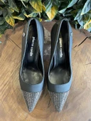 Pierre Cardin Önü ve Topuğu Taşlı Siyah Stiletto 52610 - 5