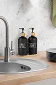 2 Li Bambu Altlıklı Sıvı Sabunluk Seti Siyah - 2