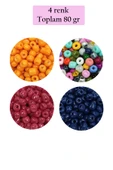 Dökme Cam Kum Boncuk Büyük Boy (6/0) 4 mm - 4 Renk - Toplam 80 Gram - BNC413 thumbnail 1