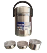 Master MTR-YT2000 3lü Çelik Yemek Termosu Sefer Tası Yemek Taşıma Kabı 2 Litre - 1