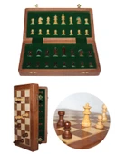 Mıknatıs Taşlı Ahşap Katlanabilir Kutulu Satranç Oyunu 30 Cm G614 - 1