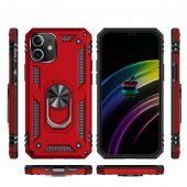 Apple iPhone 12 Kılıf Zore Vega Yüzüklü Standlı Zırh Kılıf thumbnail 10