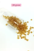 Dökme Cam Kum Boncuk Büyük Boy (6/0) 4 mm - 20 Gram - Şeffaf Bal - BNC083 - 1