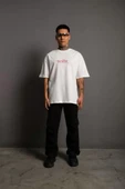 Erkek Sırt Baskılı Oversize T-Shirt - Beyaz - 4