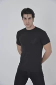 Erkek File Cepli Slim fit T-shirt - Siyah - 2
