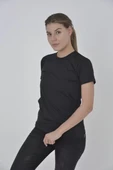 Kadın Fermuarli Slim fit T-shirt - Siyah - 2