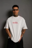 Erkek Sırt Baskılı Oversize T-Shirt - Beyaz - 2