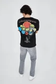 Erkek Penye Baskılı T-Shirt - Siyah - 2