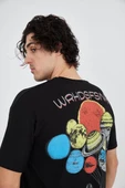 Erkek Penye Baskılı T-Shirt - Siyah - 6