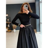 Lucky Life Kadın Uzun Kollu Bisiklet Yaka Uzun üst Viskon Alt Trikoton Elbise thumbnail 10