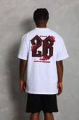 Unisex Oversize Baskılı Bisiklet Yaka T-Shirt - Beyaz - 2