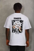 Unisex Oversize Baskılı Bisiklet Yaka T-Shirt - Beyaz - 5