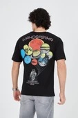 Erkek Penye Baskılı T-Shirt - Siyah - 5