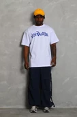 Unisex Oversize Baskılı Bisiklet Yaka T-Shirt - Beyaz - 5