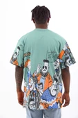 Unisex Oversize Baskılı Bisiklet Yaka T-Shirt - Mint Yeşili - 2
