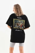 Unisex Baskılı Oversize T-Shirt - Siyah - 5