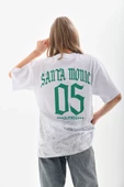 Unisex Baskılı Oversize T-Shirt - Beyaz - 5