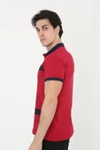 Erkek Yakalı Slim Fit Baskılı T-Shirt - Kırmızı - 3