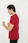 Erkek Yakalı Slim Fit Pike Çizgili T-Shirt - Kırmızı - 5